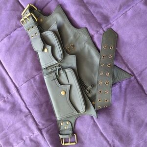 Bat Wing Leather Festival Pouch Belt